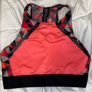 Pink high neck sports bra